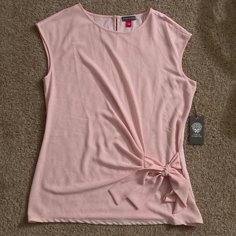 Pink Vince Camuto tie bow shirt tank top blouse